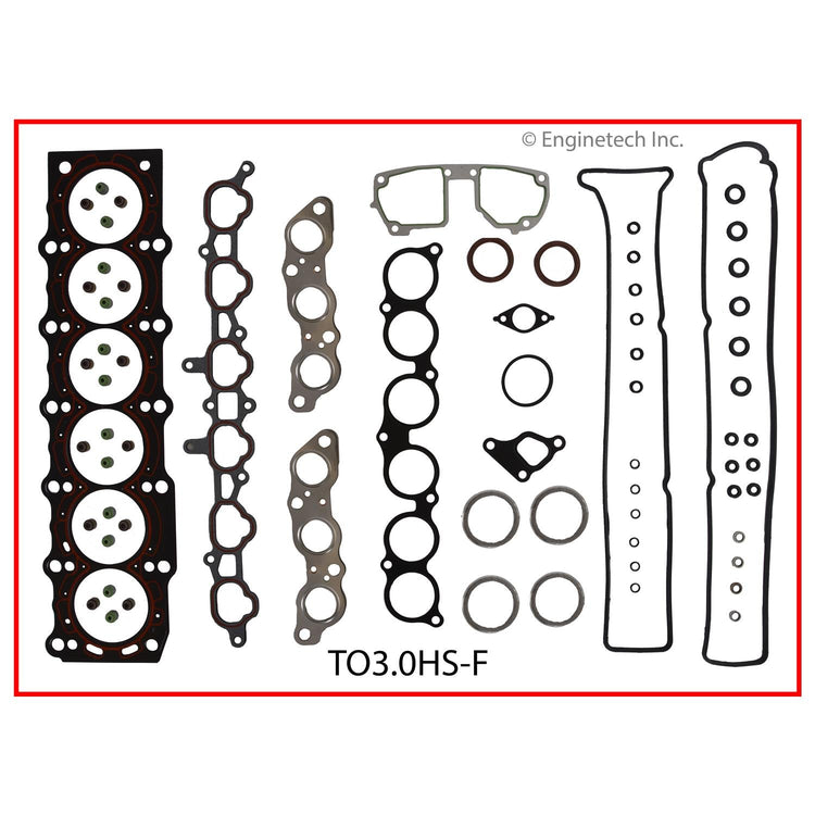 Enginetech Engine Cylinder Head Gasket Set for Toyota Cars and Trucks with Head Bolts (Part #TO3.0HS-FWB)