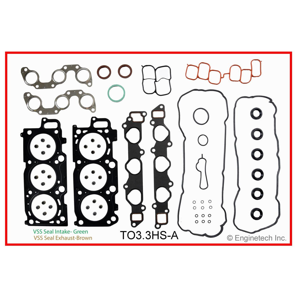 Enginetech Cylinder Head Gasket Set for Toyota and Lexus with Head Bolts - Part TO3.3HS-AWB