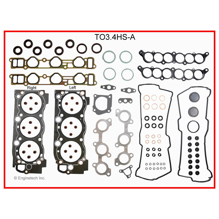 Enginetech Engine Cylinder Head Gasket Set for Toyota Tundra and Tacoma with Head Bolts (Part #TO3.4HS-AWB)
